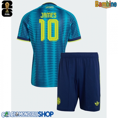 Maglie da calcio Colombia James Rodriguez #10 Seconda Maglia Bambino Mondiali 2026  Manica Corta + Pantaloni corti)